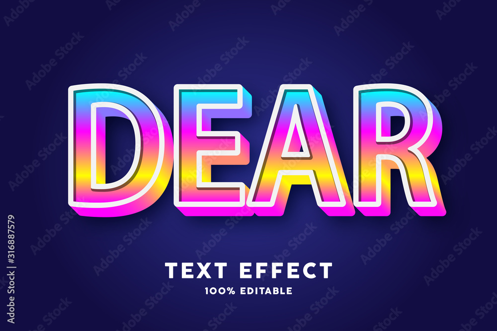 Sticker 3d text gradient pop style text effect