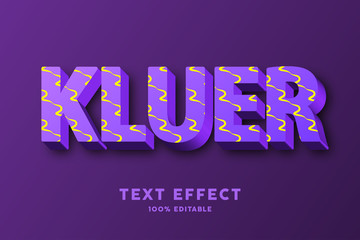 Editable text effect - 3d text purple fresh with yellow Scribble pattern