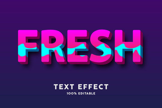 3d Text Bold Fresh Pink And Cyan Wavy Style Text Effect, Editable Text