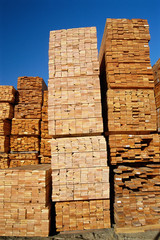 Stacks of prepared lumber