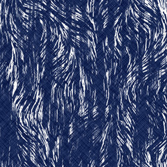 Indigo cyanotype dyed effect distressed worn bleached graphical motif. Noisy brushed faded mottled, intricate grungy stained navy design. Seamless repeat raster jpg pattern swatch.