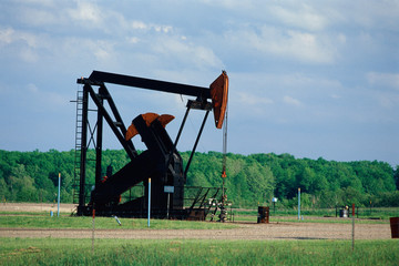 Pump jack at oil well