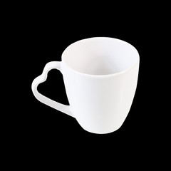 Empty coffee cup isolated on black background.