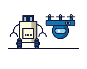 couple of robots technology icons
