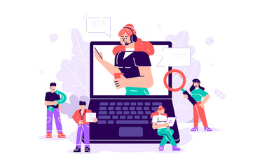 Concept customer service, hotline operator