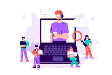 Concept customer service, hotline operator