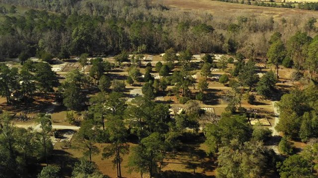 Aerial drone video residential homes Fort Gaines GA USA