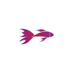 Fototapeta na wymiar Fish logo template. Creative vector symbol of fishing club or online 