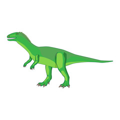Obraz na płótnie Canvas Icon green dinosaur on its feet with claws on a white background