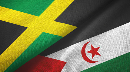 Jamaica and Western Sahara two flags textile cloth, fabric texture