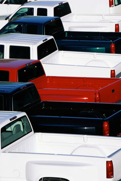 Pickup Trucks Parked In Lot