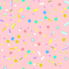 Sprinkle Cupcake Donut Topping. Seamless Pattern 