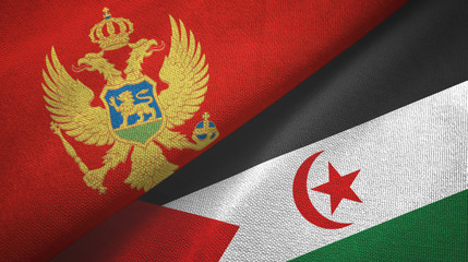 Montenegro and Western Sahara two flags textile cloth, fabric texture