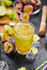 Fresh made Jorge Amado Cocktail as detailed close-up shot (selective focus)