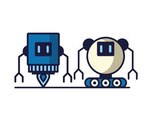 couple of robots technology icons