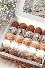 Raw handmade sweets. Healthy low-calorie sweets for vegetarians.