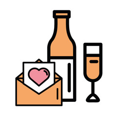 happy valentines day wine bottle with heart