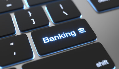Banking text written on keyboard button. Online banking concept.
