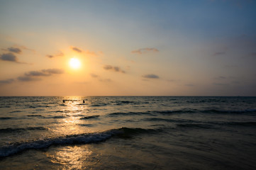 Beautiful sunset above sea.