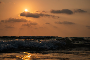 Beautiful sunset above sea.