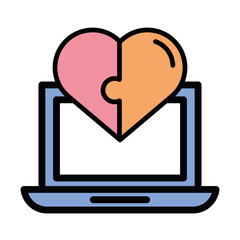happy valentines day laptop with heart
