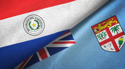Paraguay and Fiji two flags textile cloth, fabric texture