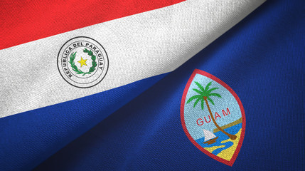 Paraguay and Guam two flags textile cloth, fabric texture
