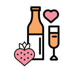 happy valentines day wine bottle with heart