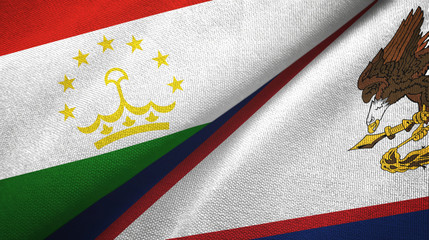 Tajikistan and American Samoa two flags textile cloth, fabric texture
