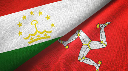 Tajikistan and Isle of Mann two flags textile cloth, fabric texture