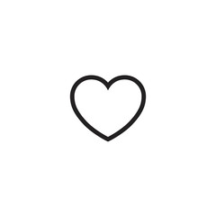 Flat Simple White Heart iCon on iSolated White Background. Love and Valentine’s Day Simple Design