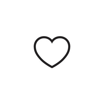 Flat Simple White Heart iCon on iSolated White Background. Love and Valentine’s Day Simple Design