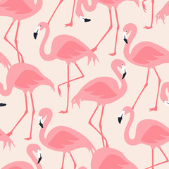 Vector seamless pattern with flamingos