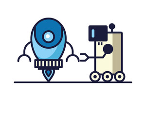 couple of robots technology icons