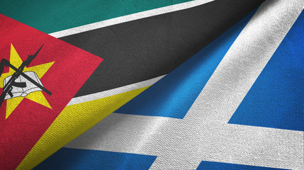 Mozambique and Scotland two flags textile cloth, fabric texture