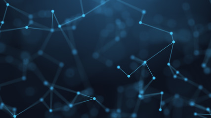 Abstract futuristic -  technology with polygonal shapes on dark blue background.  Design digital technology concept.