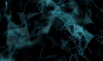 Abstract futuristic -  technology with polygonal shapes on dark blue background.  Design digital technology concept.