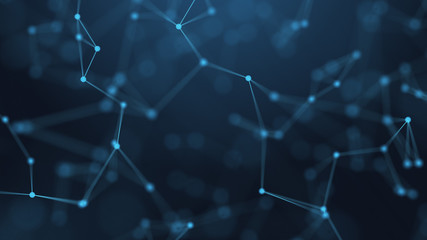 Abstract futuristic -  technology with polygonal shapes on dark blue background.  Design digital technology concept.