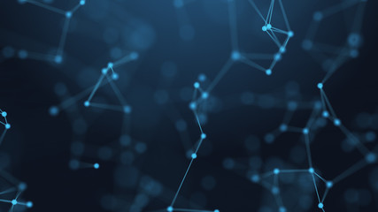 Abstract futuristic -  technology with polygonal shapes on dark blue background.  Design digital technology concept.