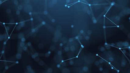 Abstract futuristic -  technology with polygonal shapes on dark blue background.  Design digital technology concept.