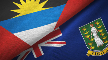 Antigua and Barbuda and Virgin Islands British two flags textile cloth