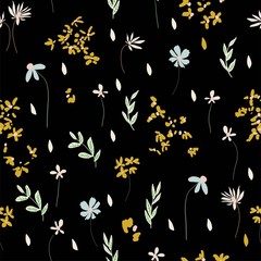 Expressive floral botanical seamless vector surface pattern design 