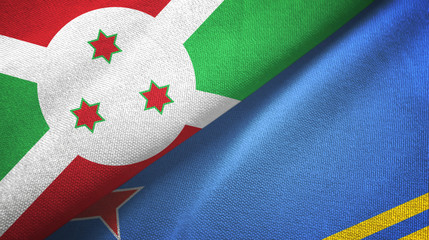 Burundi and Aruba two flags textile cloth, fabric texture