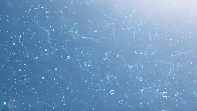 Random alphabet motion on shiny digital copy space animation background.