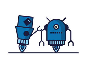 couple of robots technology icons