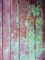 Shabby Green Wooden Planks with cracked color paint Wood background