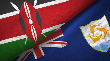 Kenya and Anguilla two flags textile cloth, fabric texture