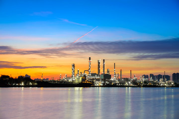 Naklejka premium Oil refining and Petrochemical industry along the river