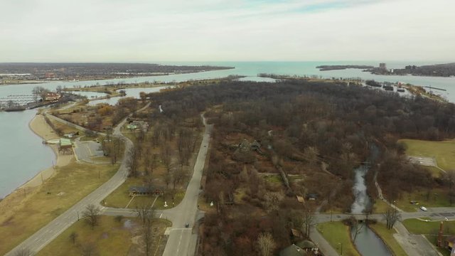 Nature landscape Belle Isle Detroit Michigan winter 4k