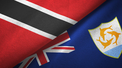 Trinidad and Tobago and Anguilla two flags textile cloth, fabric texture